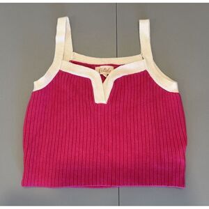 Listicle Ribbed Sweater Tank Women's Size‎ M Cropped Pink And White